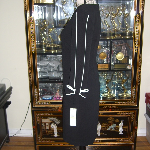 CALVIN KLEIN BLACK LONG SLEEVE BOW ACCENTED DRESS - Picture 5 of 7